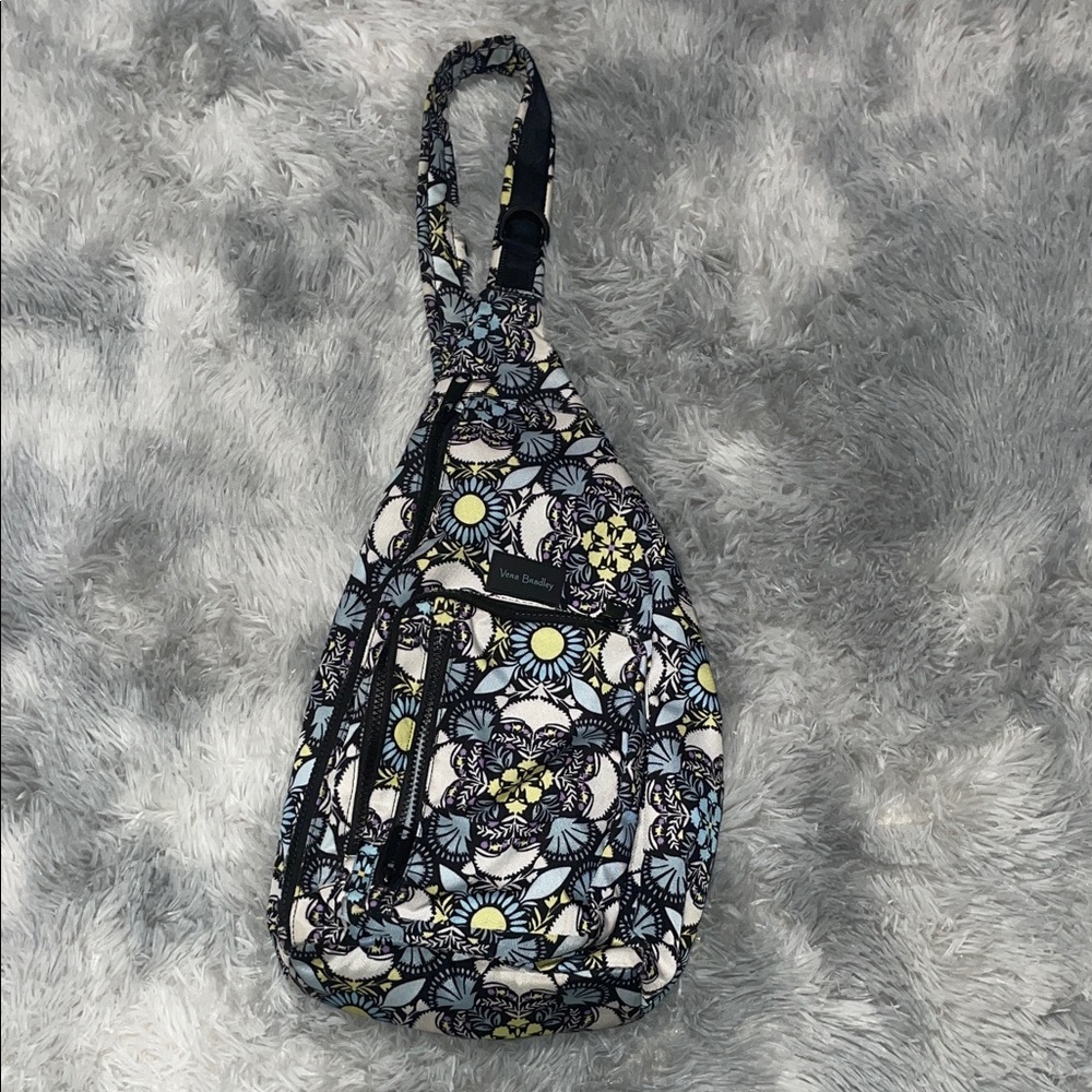 Vera Bradley Black and Yellow Floral Sling Bag